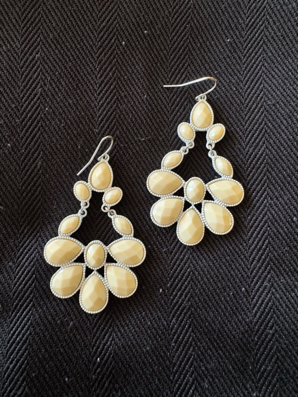 Off White Teardrop Statement Dangle Earrings - Women Jewelry